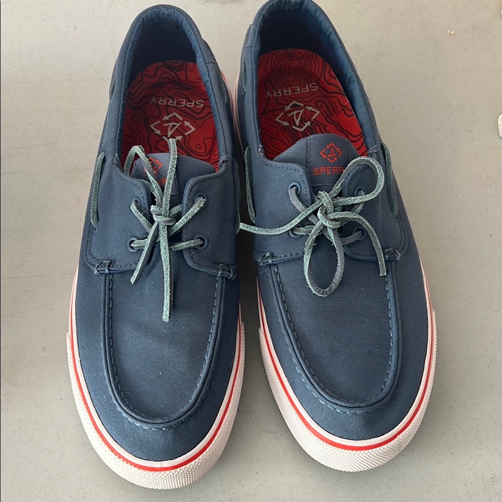 Sperry Blue and Red Slip-On Loafers with Moccasin Toe